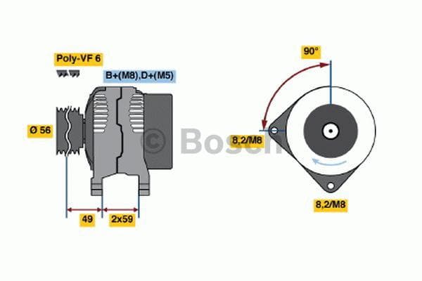 BOSCH 0986041000 alternateur 14 V 120 A poulie roue libre
