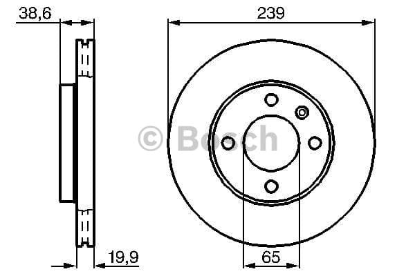 BOSCH disque de frein 0986478017 ventilé diamètre 239 épaisseur 20 mm 4 trous