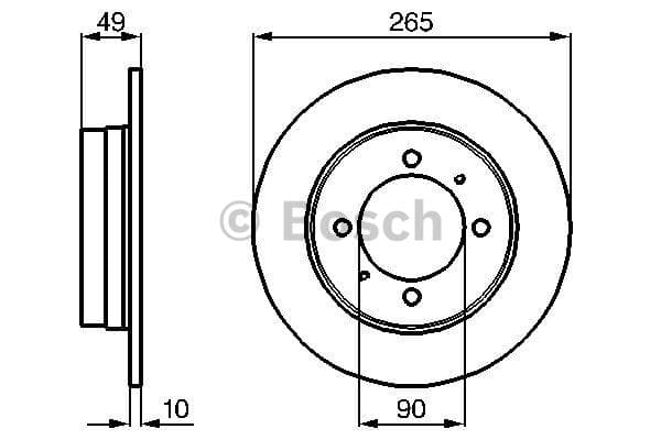 BOSCH Bremsscheibe 0986478272 voll Durchmesser 265 Stärke 10 mm 4 Bohrungen