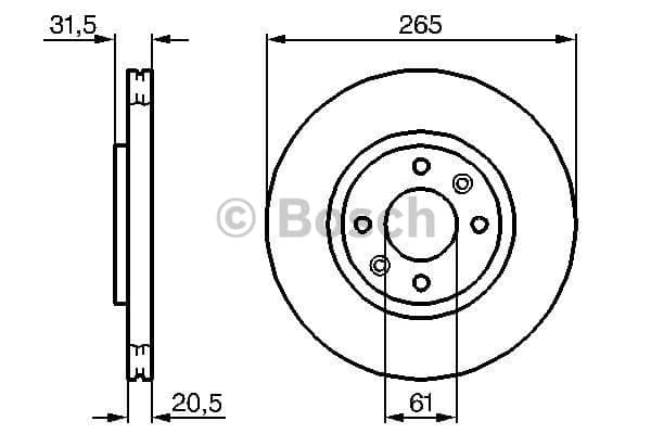 BOSCH Bremsscheibe 0986478279 belüftet Durchmesser 265 Stärke 20,5 mm 4 Bohrungen