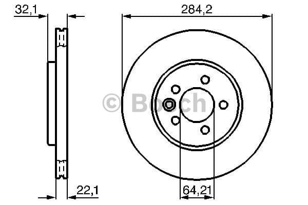 BOSCH Bremsscheibe 0986478314 belüftet Durchmesser 283,7 Stärke 22 mm 5 Bohrungen