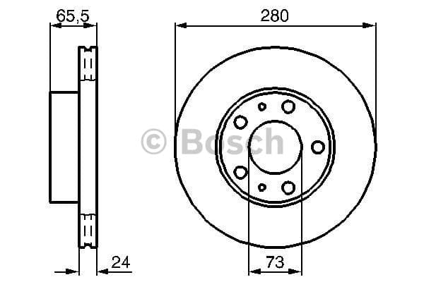 BOSCH disque de frein 0986478434 ventilé diamètre 280 épaisseur 24 mm 5 trous