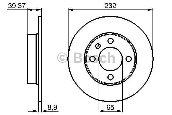 BOSCH Bremsscheibe 0986478492 voll Durchmesser 231,8 Stärke 8,8 mm 4 Bohrungen