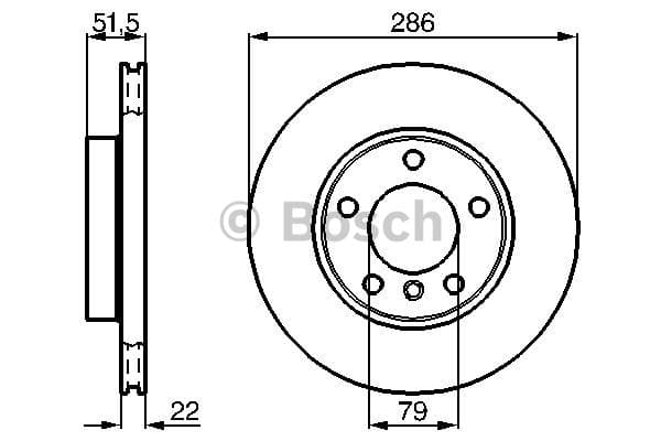 BOSCH Bremsscheibe 0986478513 belüftet Durchmesser 285,9 Stärke 22 mm 5 Bohrungen