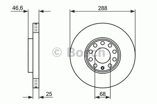 BOSCH Bremsscheibe 0986478546 belüftet Durchmesser 288 Stärke 24,9 mm 9 Bohrungen