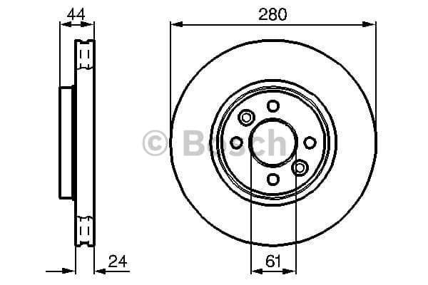BOSCH Bremsscheibe 0986478590 belüftet Durchmesser 280 Stärke 24 mm 4 Bohrungen