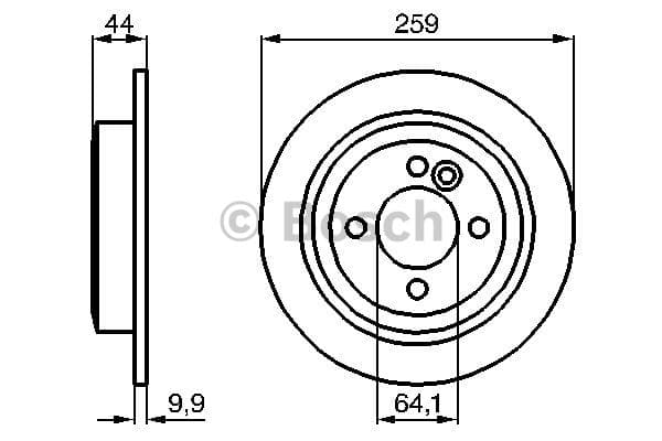 BOSCH disque de frein 0986478601 plein diamètre 258,7 épaisseur 10 mm 4 trous