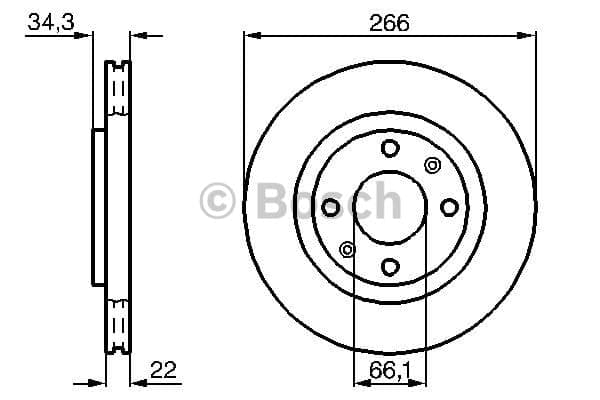 BOSCH Bremsscheibe 0986478618 belüftet Durchmesser 266 Stärke 22 mm 4 Bohrungen