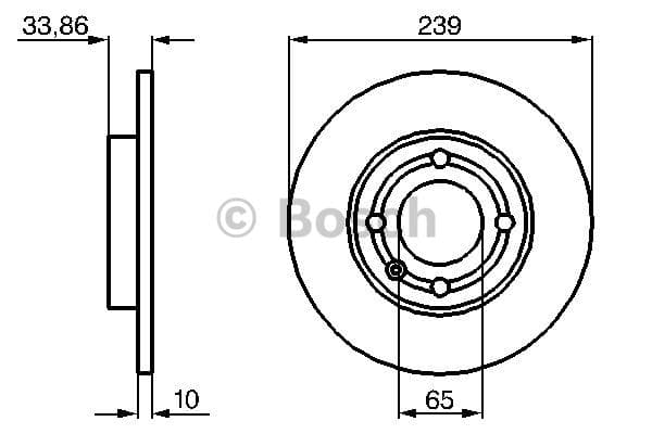 BOSCH disque de frein 0986478620 plein diamètre 239 épaisseur 10 mm 4 trous