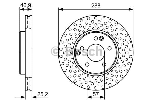 BOSCH disque de frein 0986478624 ventilé diamètre 288 épaisseur 24,9 mm 5 trous