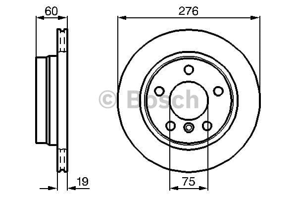 BOSCH Bremsscheibe 0986478642 belüftet Durchmesser 276 Stärke 19 mm 5 Bohrungen