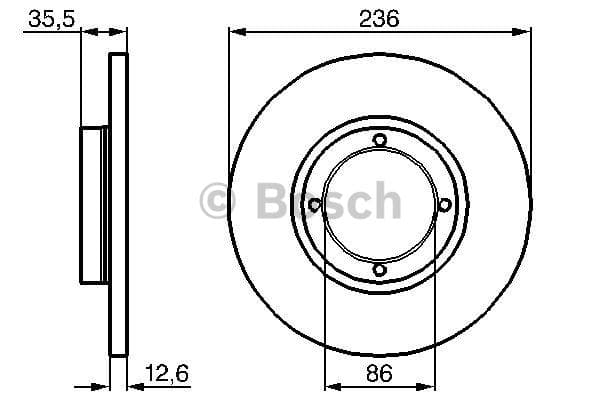 BOSCH Bremsscheibe 0986478712 voll Durchmesser 236 Stärke 12,5 mm 4 Bohrungen
