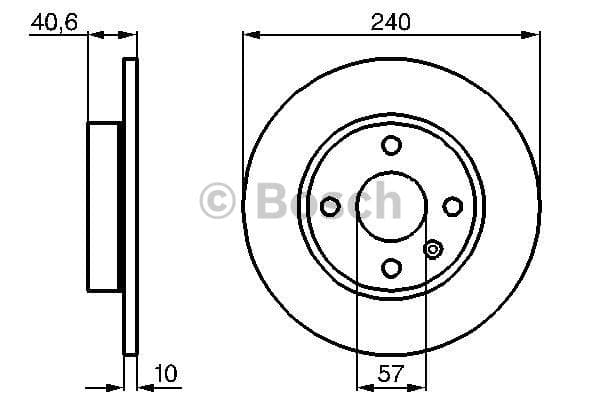 BOSCH disque de frein 0986478731 plein diamètre 240 épaisseur 10 mm 4 trous