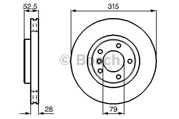 BOSCH Bremsscheibe 0986478748 belüftet Durchmesser 315 Stärke 28 mm 5 Bohrungen