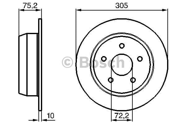 BOSCH disque de frein 0986478771 plein diamètre 304,8 épaisseur 10 mm 5 trous