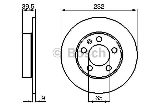 BOSCH Bremsscheibe 0986478868 voll Durchmesser 232 Stärke 9 mm 5 Bohrungen