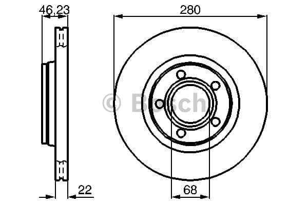 BOSCH disque de frein 0986478869 ventilé diamètre 280 épaisseur 22 mm 5 trous