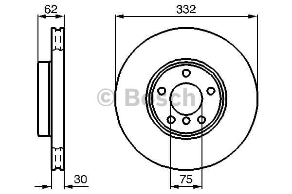 BOSCH disque de frein 0986478974 ventilé diamètre 332 épaisseur 30 mm 5 trous