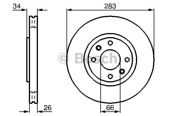 BOSCH disque de frein 0986478979 ventilé diamètre 283 épaisseur 26 mm 4 trous