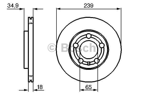 BOSCH disque de frein 0986479036 ventilé diamètre 238,7 épaisseur 18 mm 5 trous