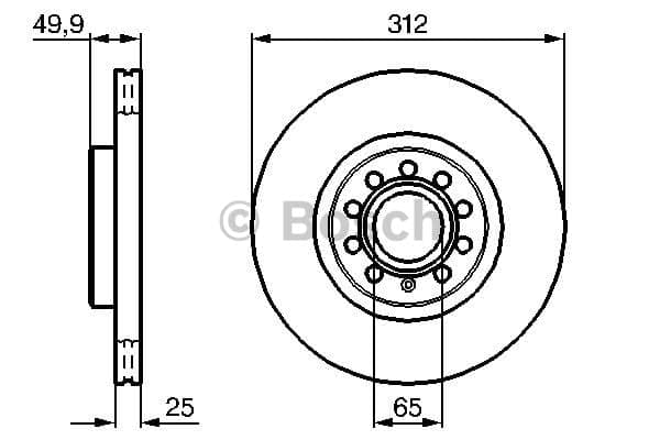 BOSCH Bremsscheibe 0986479058 belüftet Durchmesser 312 Stärke 25,1 mm 9 Bohrungen
