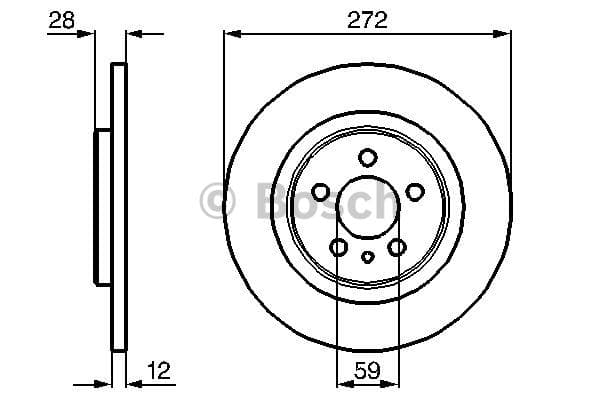 BOSCH disque de frein 0986479064 plein diamètre 272 épaisseur 12 mm 5 trous
