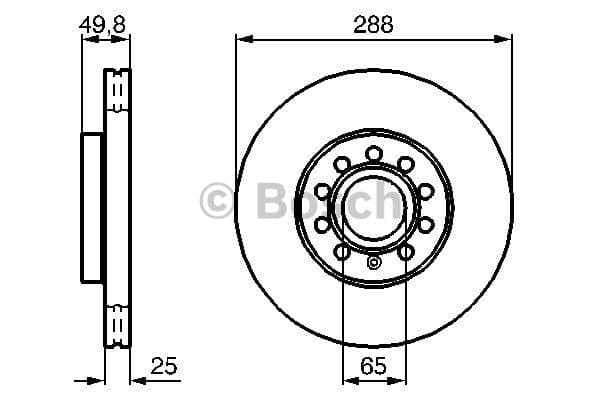 BOSCH Bremsscheibe 0986479088 belüftet Durchmesser 288 Stärke 24,9 mm 9 Bohrungen
