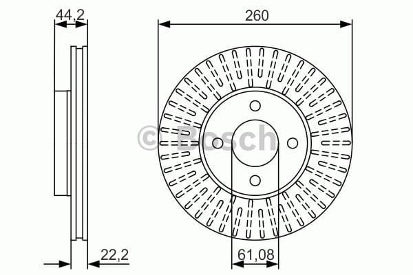BOSCH Bremsscheibe 0986479090 belüftet Durchmesser 260 Stärke 22 mm 4 Bohrungen