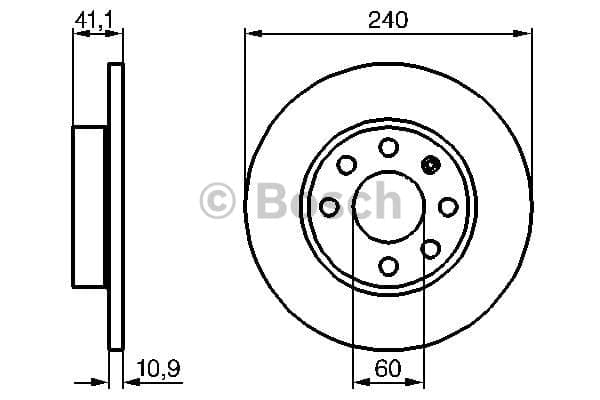 BOSCH Bremsscheibe 0986479189 voll Durchmesser 240 Stärke 11 mm 6 Bohrungen