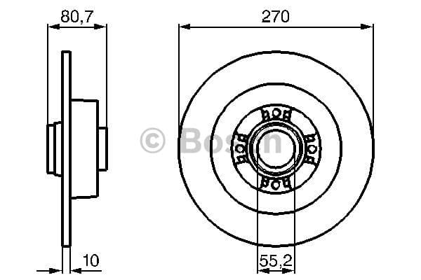 BOSCH Bremsscheibe 0986479196 voll Durchmesser 270 Stärke 10 mm 4 Bohrungen