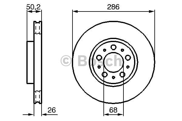 BOSCH disque de frein 0986479210 ventilé diamètre 285,8 épaisseur 26 mm 5 trous