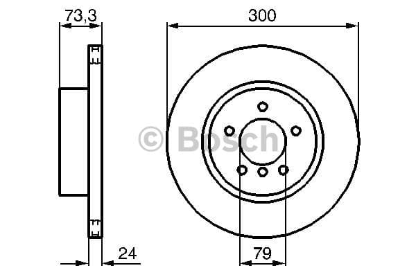 BOSCH disque de frein 0986479216 ventilé diamètre 300 épaisseur 24 mm 5 trous