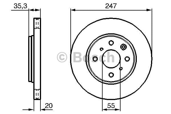 BOSCH disque de frein 0986479239 ventilé diamètre 247 épaisseur 20 mm 4 trous