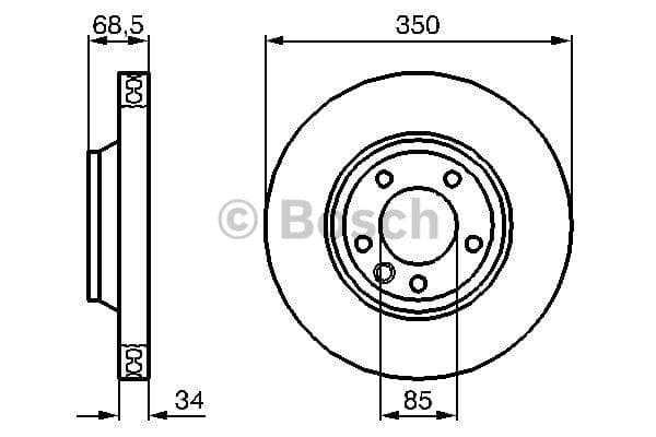 BOSCH Bremsscheibe 0986479249 belüftet Durchmesser 350 Stärke 34 mm 5 Bohrungen