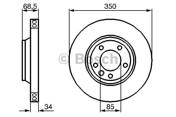 BOSCH Bremsscheibe 0986479251 belüftet Durchmesser 350 Stärke 34 mm 5 Bohrungen