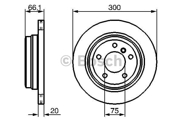 BOSCH disque de frein 0986479263 ventilé diamètre 300 épaisseur 20 mm 5 trous