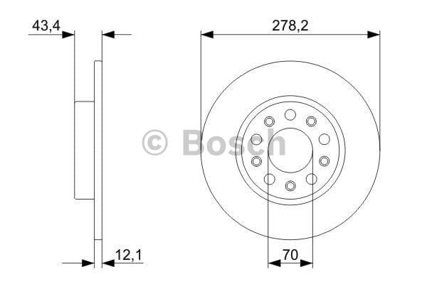 BOSCH Bremsscheibe 0986479292 voll Durchmesser 278 Stärke 12 mm 5 Bohrungen