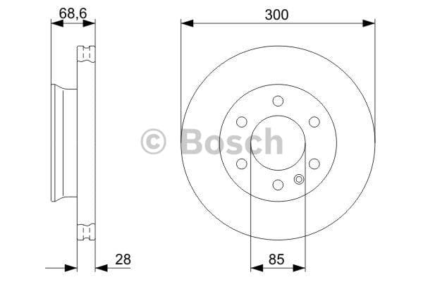 BOSCH disque de frein 0986479294 ventilé diamètre 299,5 épaisseur 28 mm 6 trous