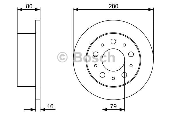BOSCH Bremsscheibe 0986479316 voll Durchmesser 279,7 Stärke 16 mm 5 Bohrungen