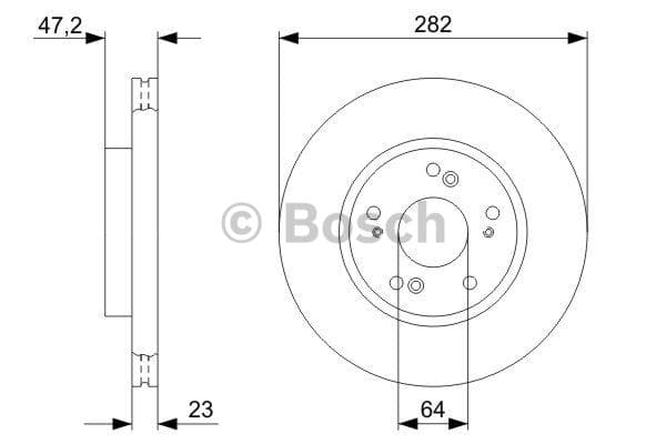 BOSCH disque de frein 0986479364 ventilé diamètre 282 épaisseur 23 mm 5 trous