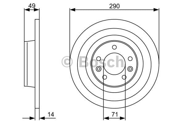 BOSCH Bremsscheibe 0986479379 voll Durchmesser 290 Stärke 14 mm 5 Bohrungen