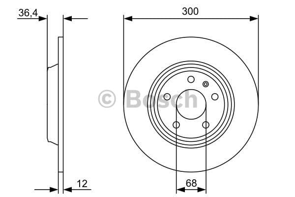 BOSCH Bremsscheibe 0986479382 voll Durchmesser 300 Stärke 12 mm 5 Bohrungen