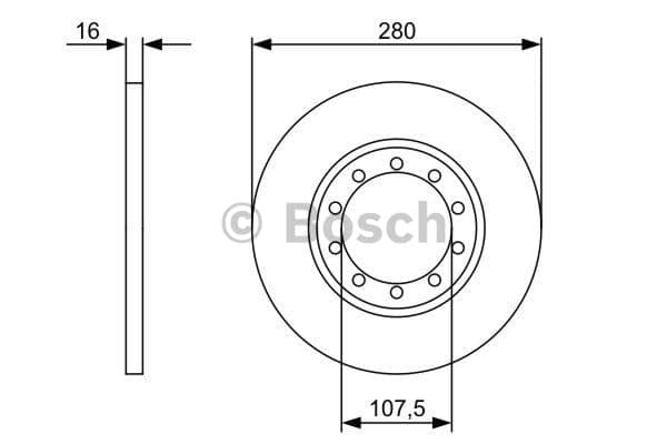 BOSCH disque de frein 0986479390 plein diamètre 280 épaisseur 16 mm 10 trous