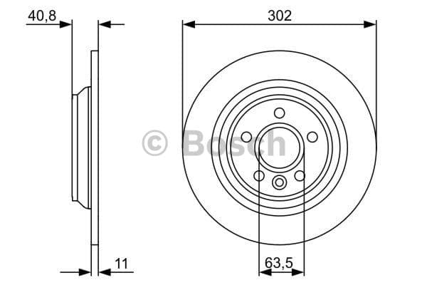 BOSCH Bremsscheibe 0986479397 voll Durchmesser 302 Stärke 11 mm 5 Bohrungen