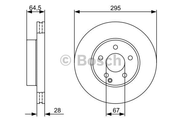 BOSCH disque de frein 0986479407 ventilé diamètre 295 épaisseur 28 mm 5 trous