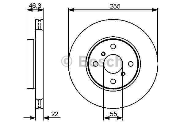 BOSCH disque de frein 0986479430 ventilé diamètre 255 épaisseur 22 mm 4 trous