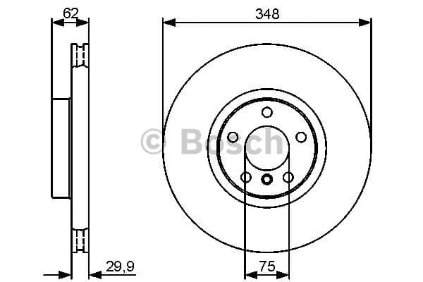 BOSCH disque de frein 0986479436 ventilé diamètre 348 épaisseur 29,9 mm 5 trous