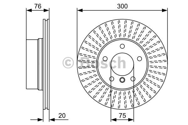 BOSCH disque de frein 0986479497 ventilé diamètre 300 épaisseur 20 mm 5 trous