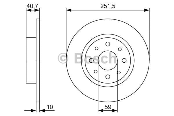 BOSCH disque de frein 0986479502 plein diamètre 251 épaisseur 10 mm 4 trous