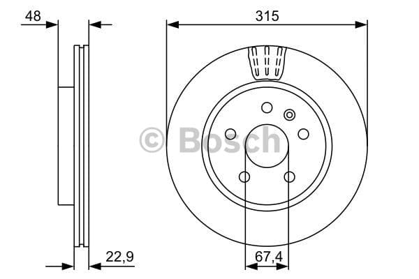 BOSCH Bremsscheibe 0986479514 belüftet Durchmesser 315 Stärke 23 mm 5 Bohrungen